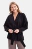 Bewear B297 blezer narzutka z paskiem czarna  
